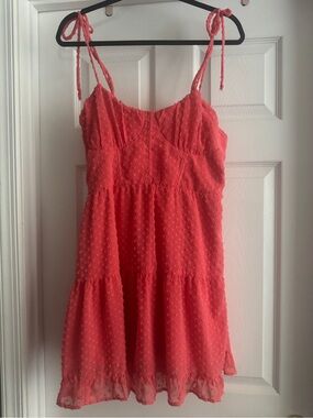 wild fable Coral Red Tie-Shoulder Camisole Dress